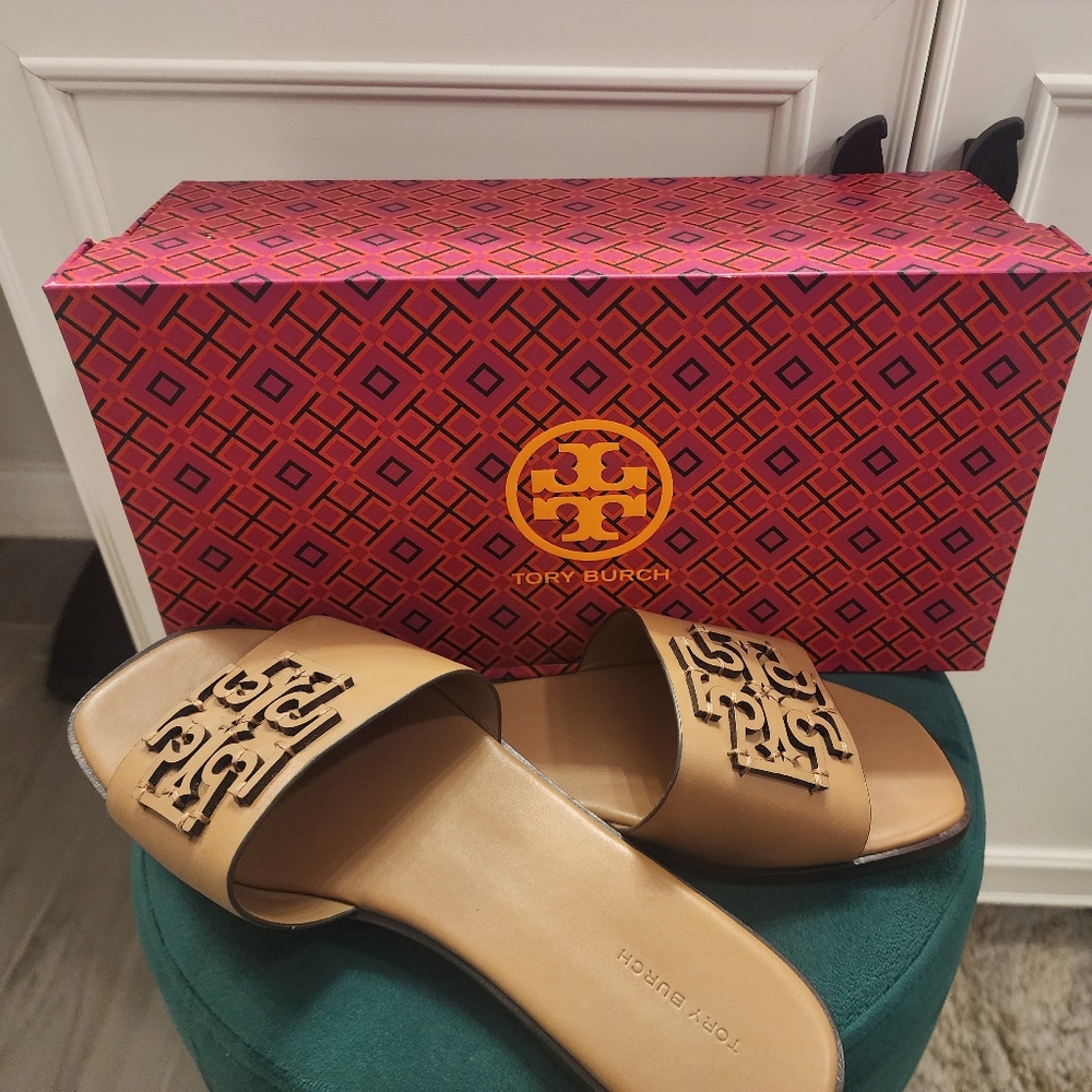 Tory Burch Tan Slide Sandals